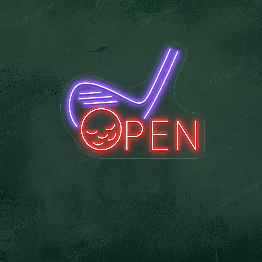 Golf Stick Open Neon Sign
