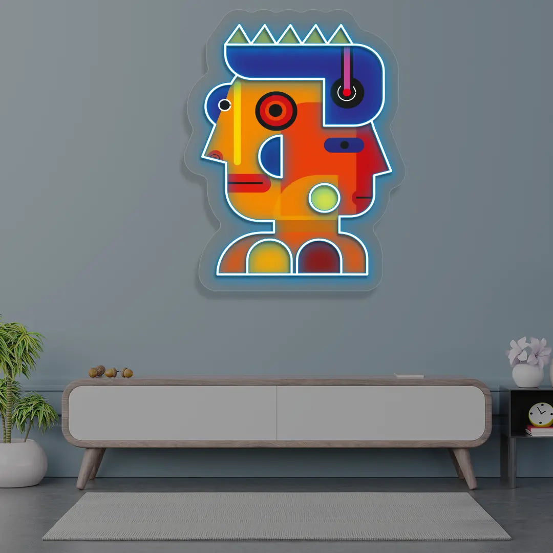 Prism Face Abstract Neon Artwork Sign