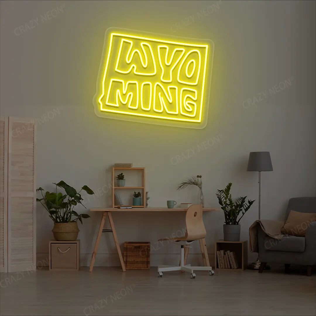 WYOMING Map Neon Sign