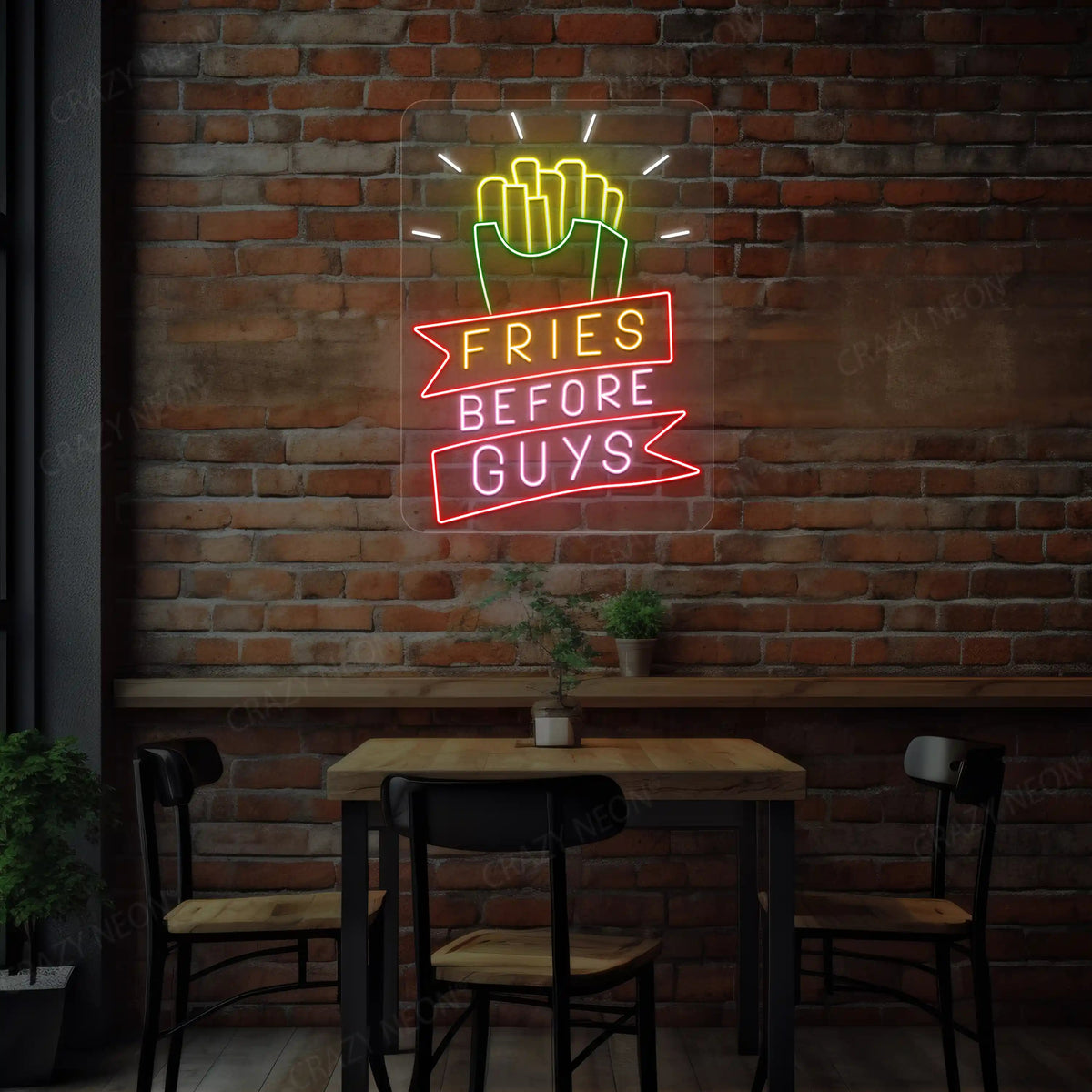 Fries Before Guys-Multicolor Neon Sign