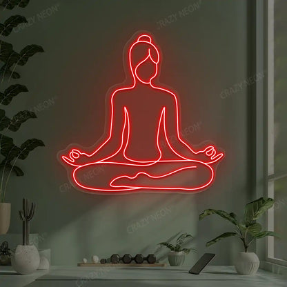 Swastikasana Contour Yoga Neon Sign