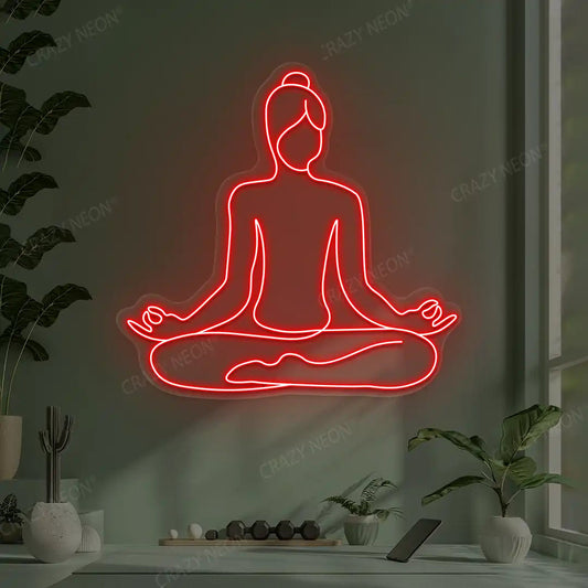 Swastikasana Contour Yoga Neon Sign
