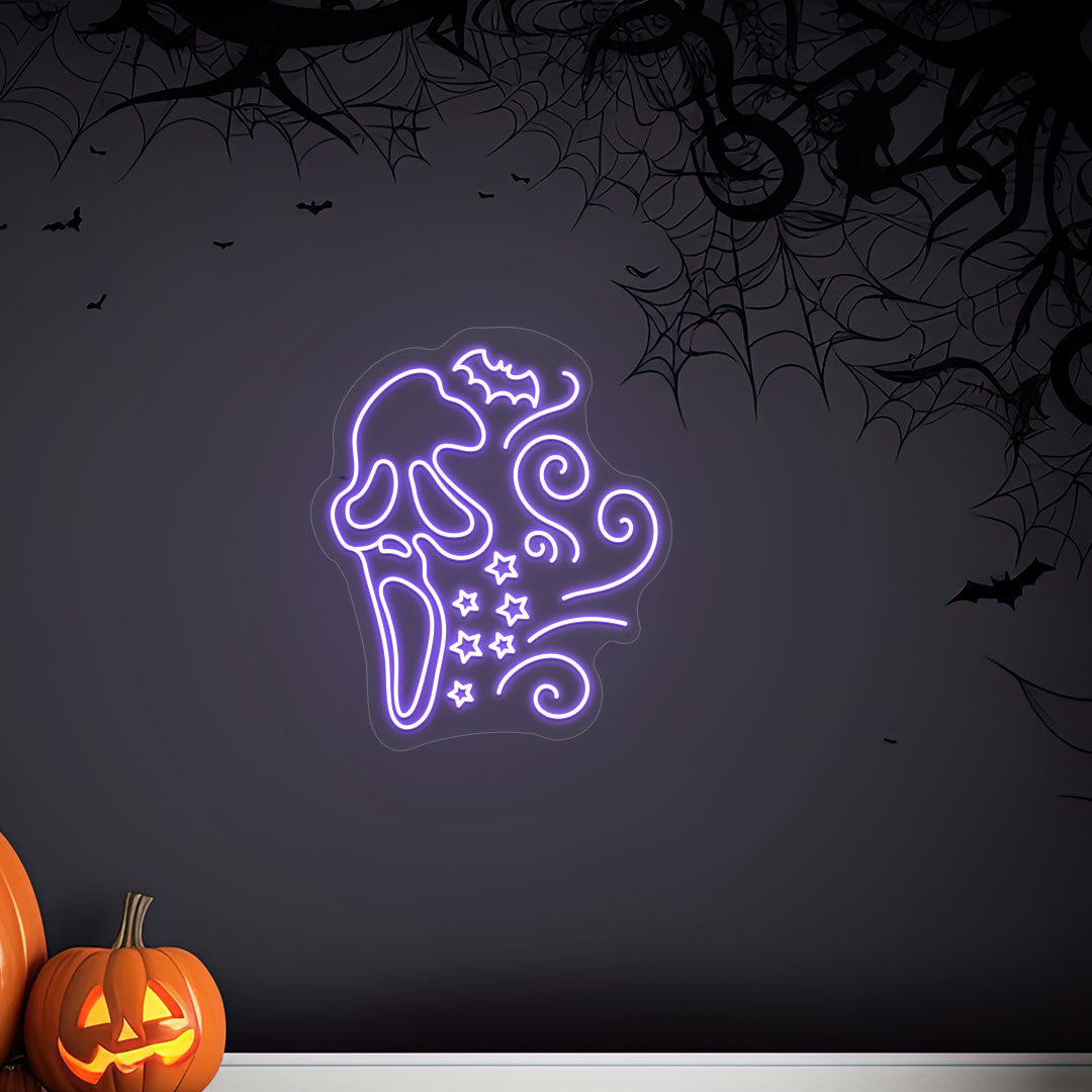 Scary Ghost Face Neon Sign