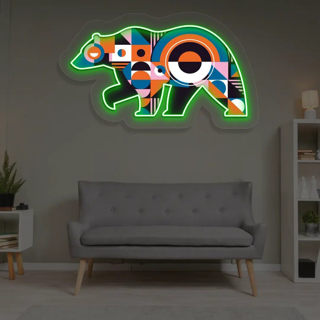 Chroma Bear Abstract Neon Artwork Sign