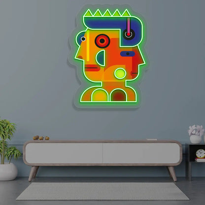 Prism Face Abstract Neon Artwork Sign