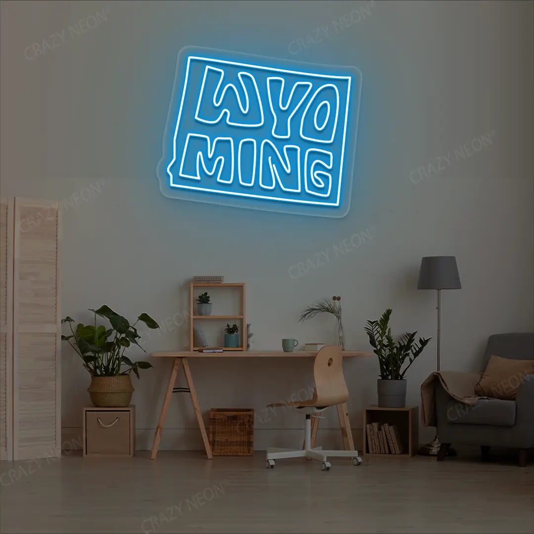 WYOMING Map Neon Sign