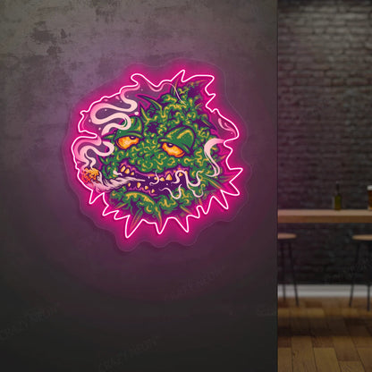 Trippy Weed Monster Neon Artwork Sign