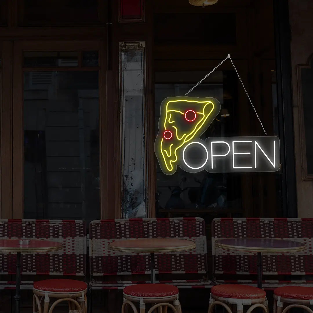 Pizza Open LED sign for business, bright and eye-catching, perfect for restaurants.