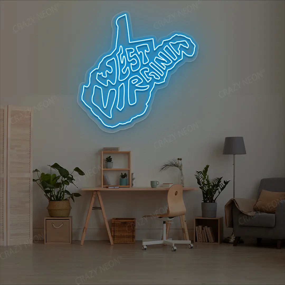 WEST VIRGINIA Map Neon Sign