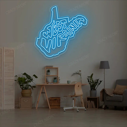 WEST VIRGINIA Map Neon Sign