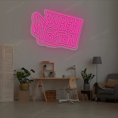 WASHINGTON Map Neon Sign