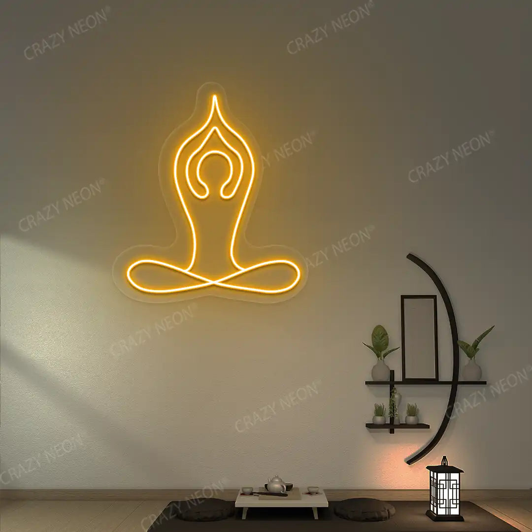 Padmasana With Raised Arms Yoga Neon Sign