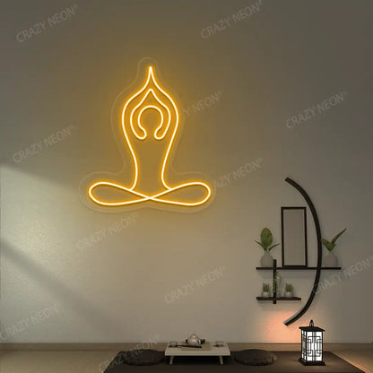 Padmasana With Raised Arms Yoga Neon Sign