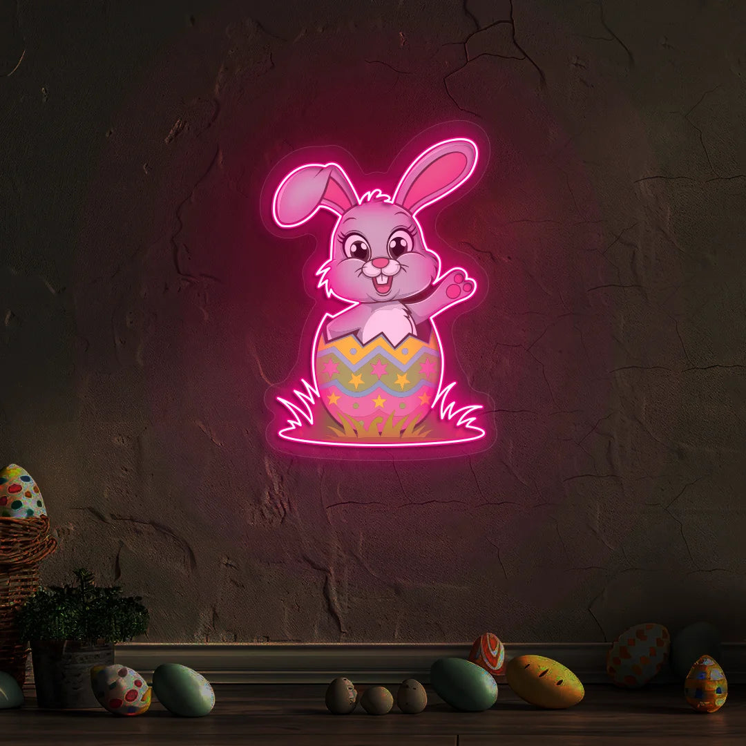 Easter Bunny in Egg Neon Artwork Sign
