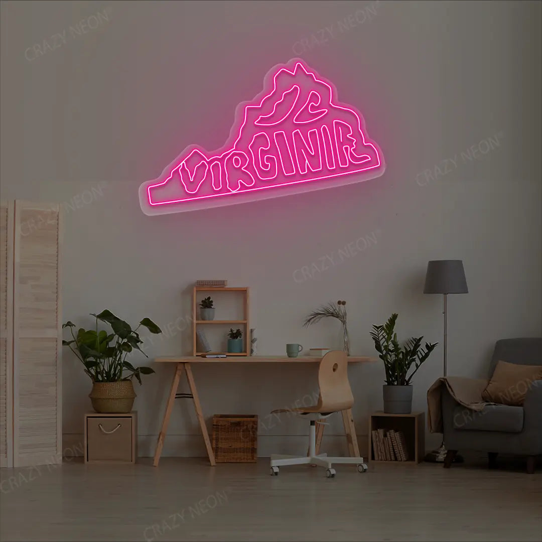 VIRGINIA Map Neon Sign