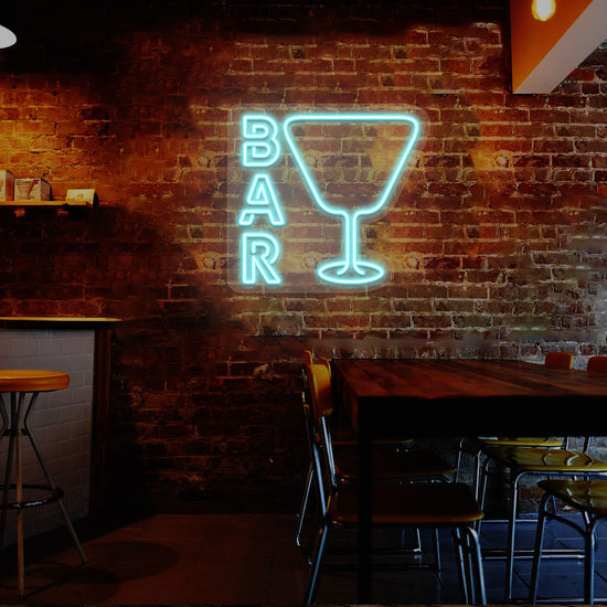 Glass and Bar Neon Sign