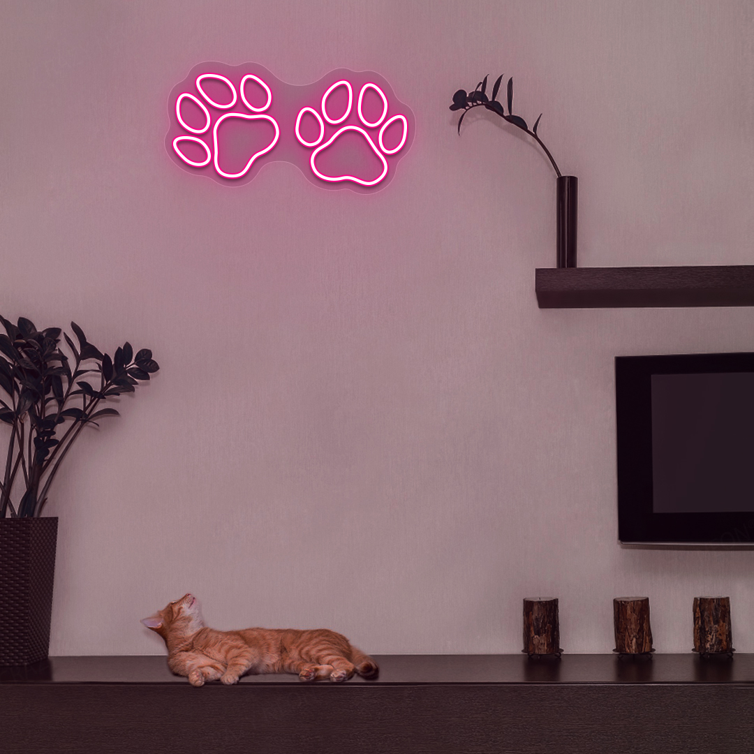 Paw Print Glow Neon Sign