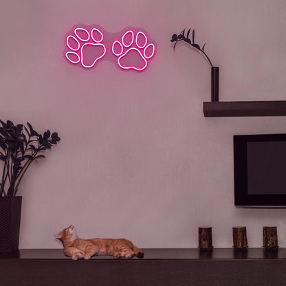 Paw Print Glow Neon Sign