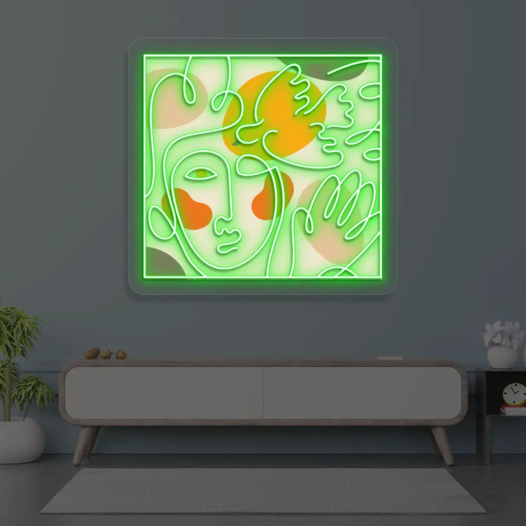 Abstract Face Neon Artwork Sign