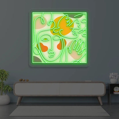 Abstract Face Neon Artwork Sign