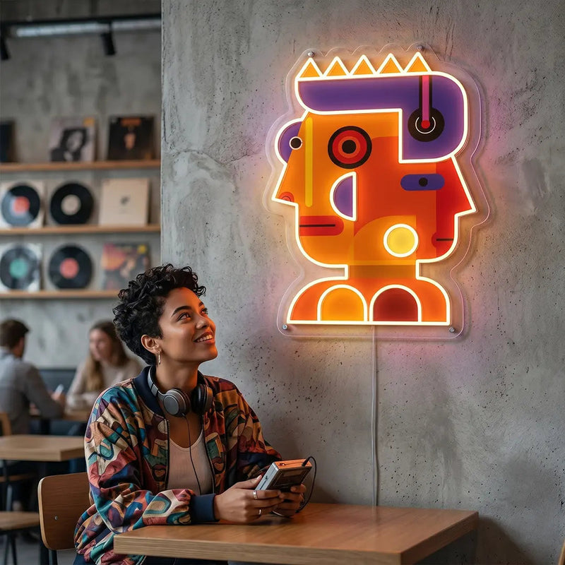 Prism Face Abstract Neon Artwork Sign