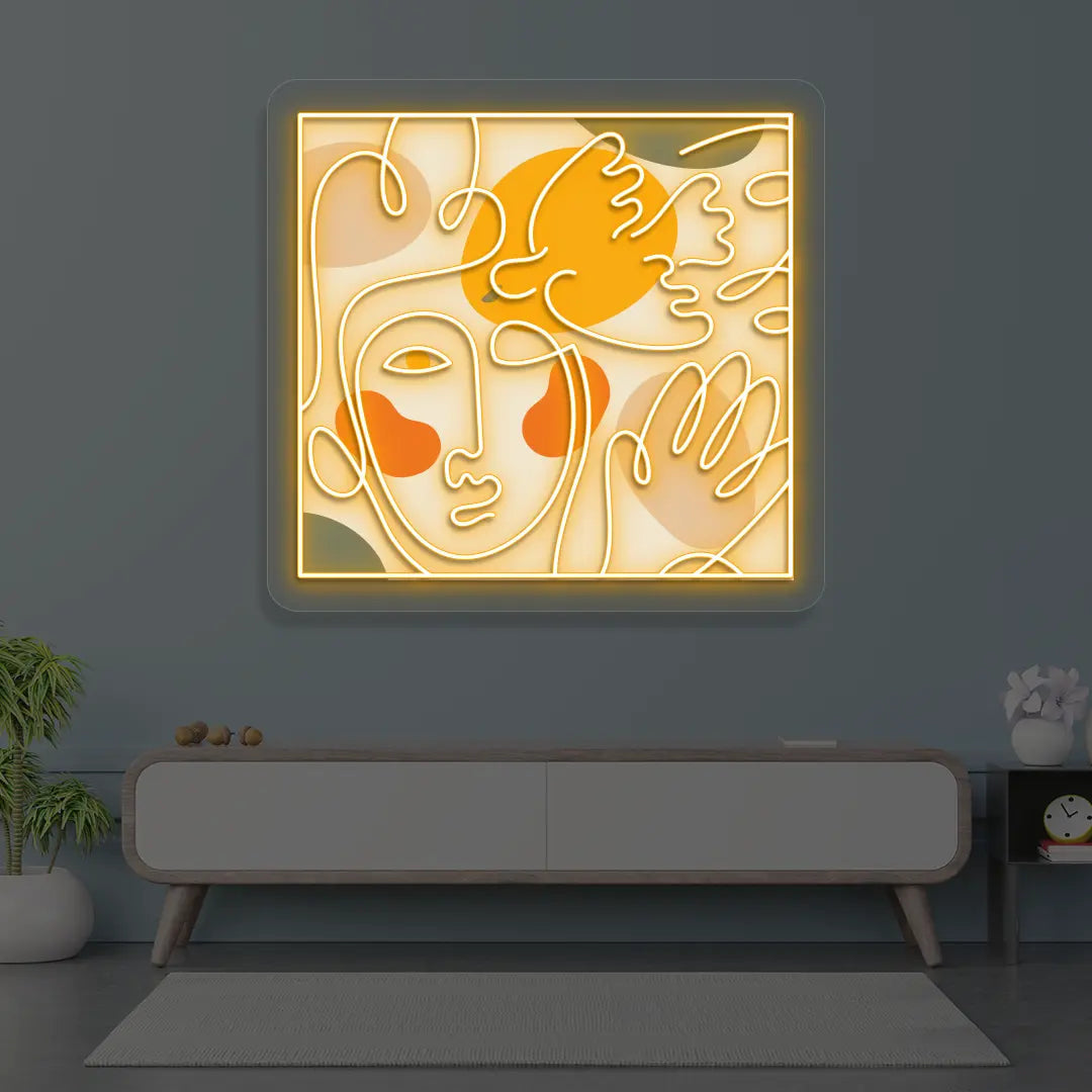 Abstract Face Neon Artwork Sign