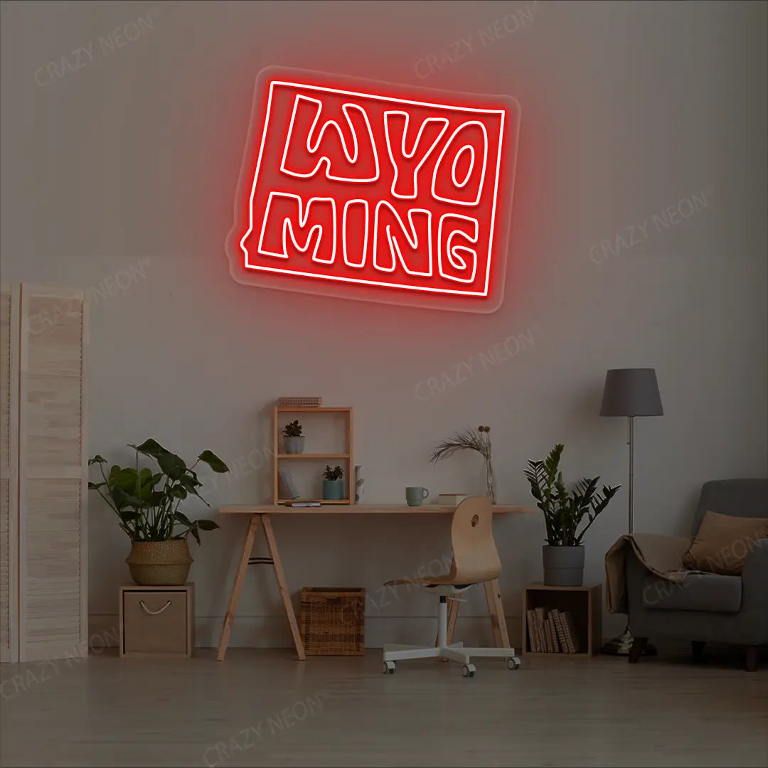 WYOMING Map Neon Sign