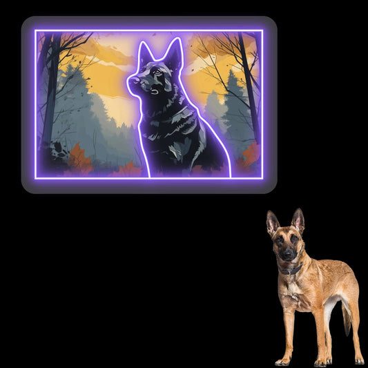 Misty Woods German Shepherd Neon Artwork Sign