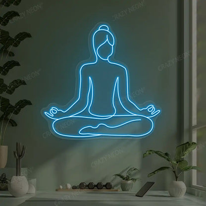 Swastikasana Contour Yoga Neon Sign