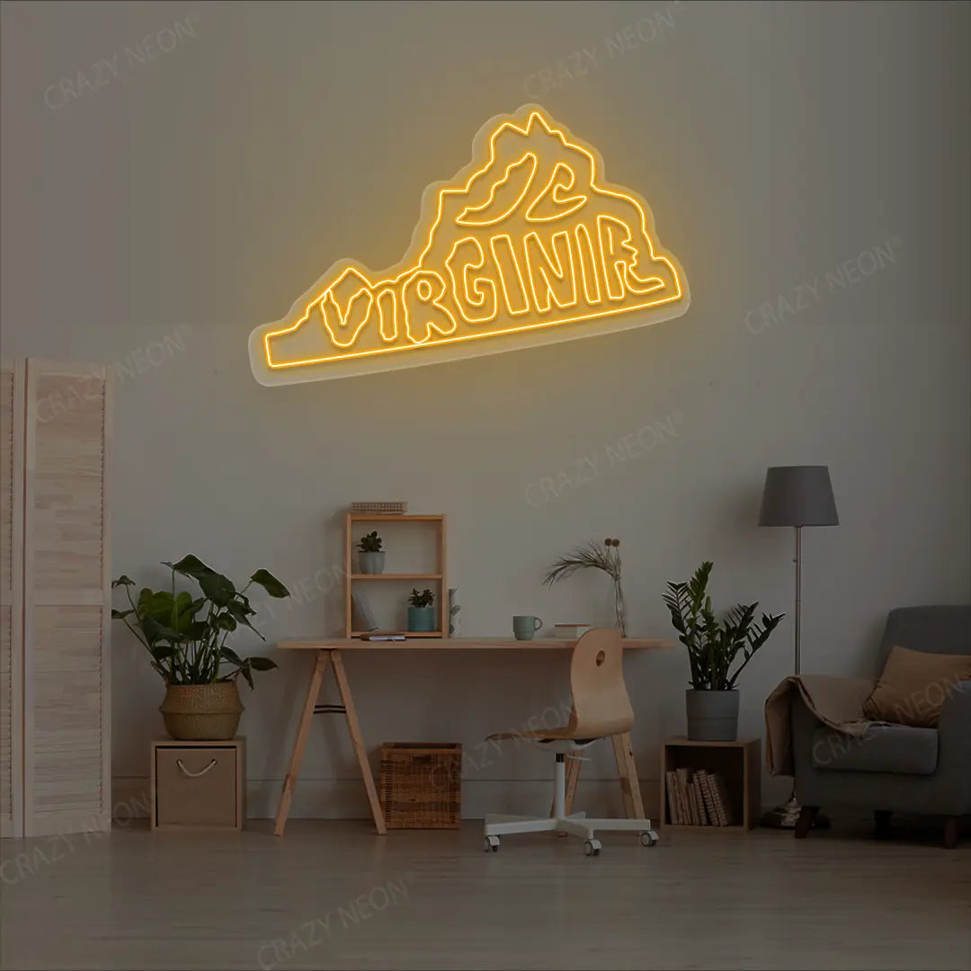 VIRGINIA Map Neon Sign