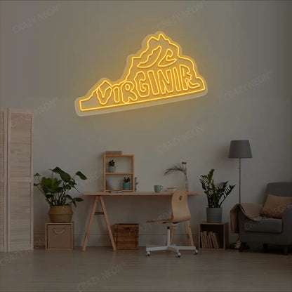 VIRGINIA Map Neon Sign