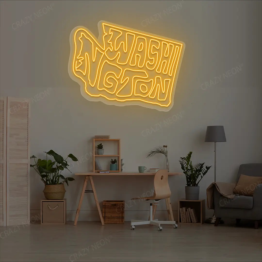 WASHINGTON Map Neon Sign