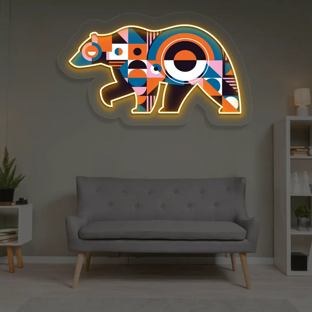 Chroma Bear Abstract Neon Artwork Sign