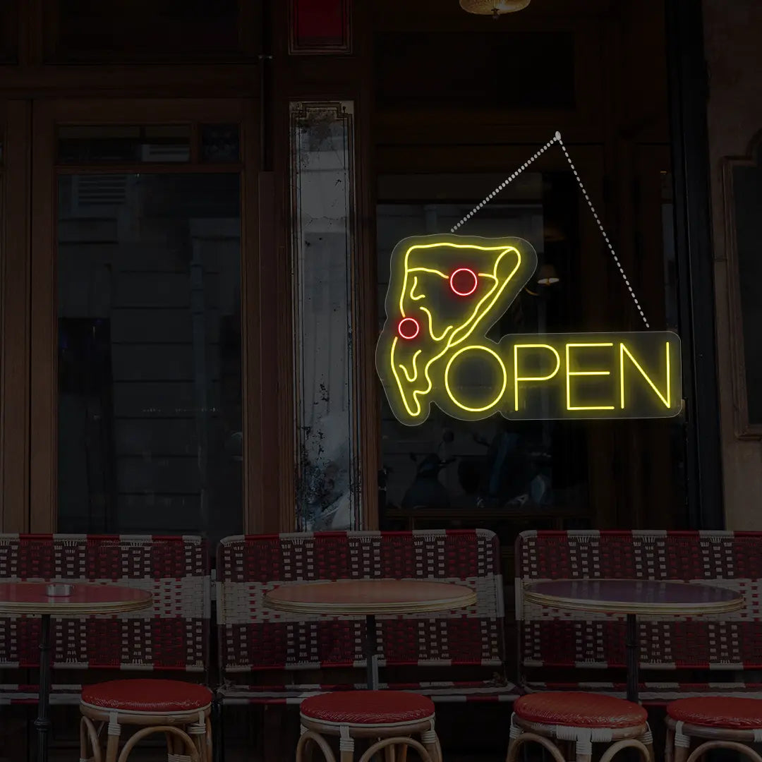 Bright LED "Pizza Open" sign, perfect for businesses, image 11 of 12.