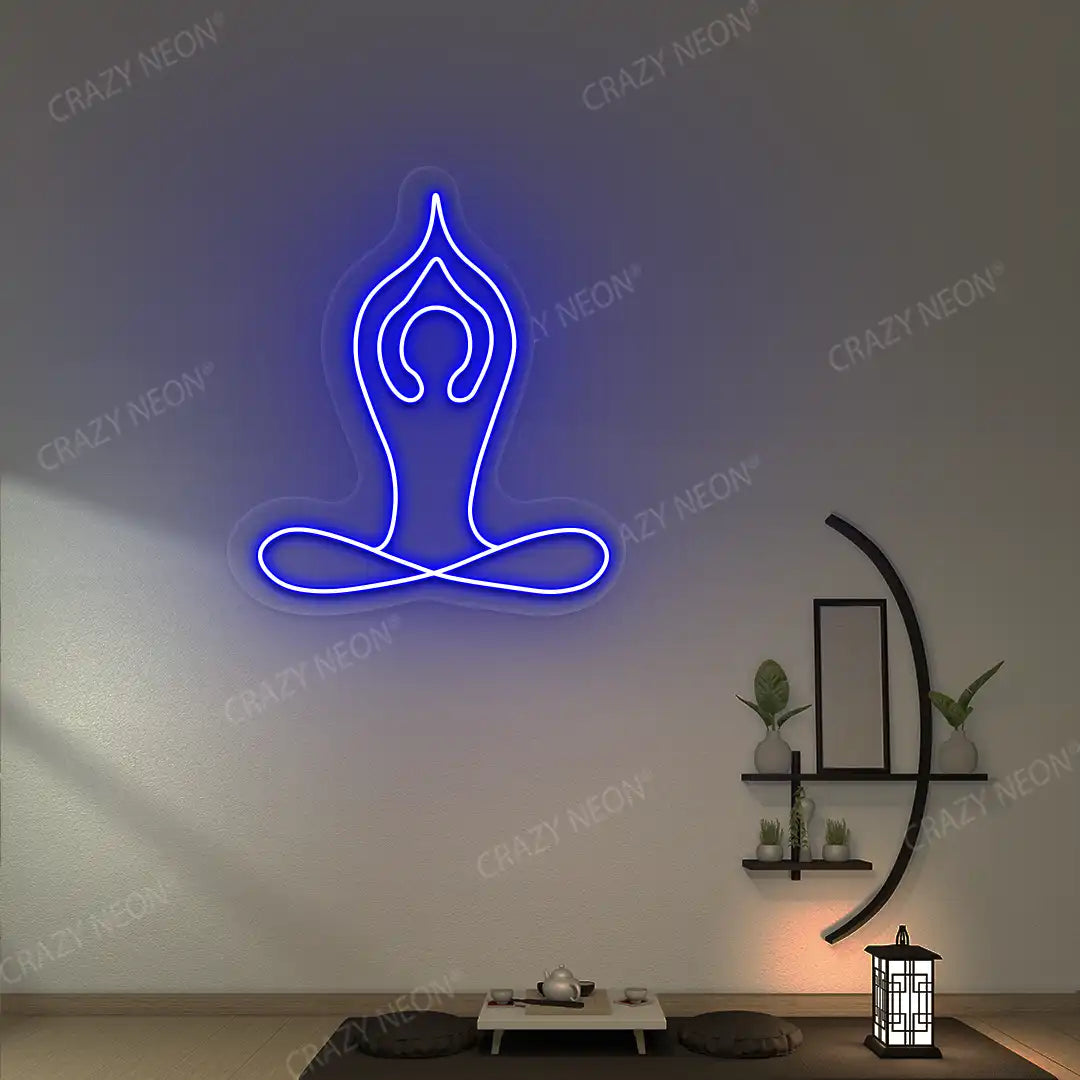 Padmasana With Raised Arms Yoga Neon Sign