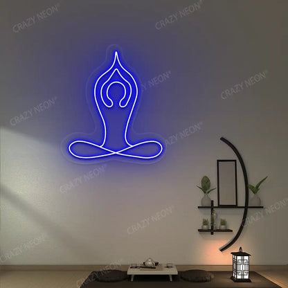 Padmasana With Raised Arms Yoga Neon Sign