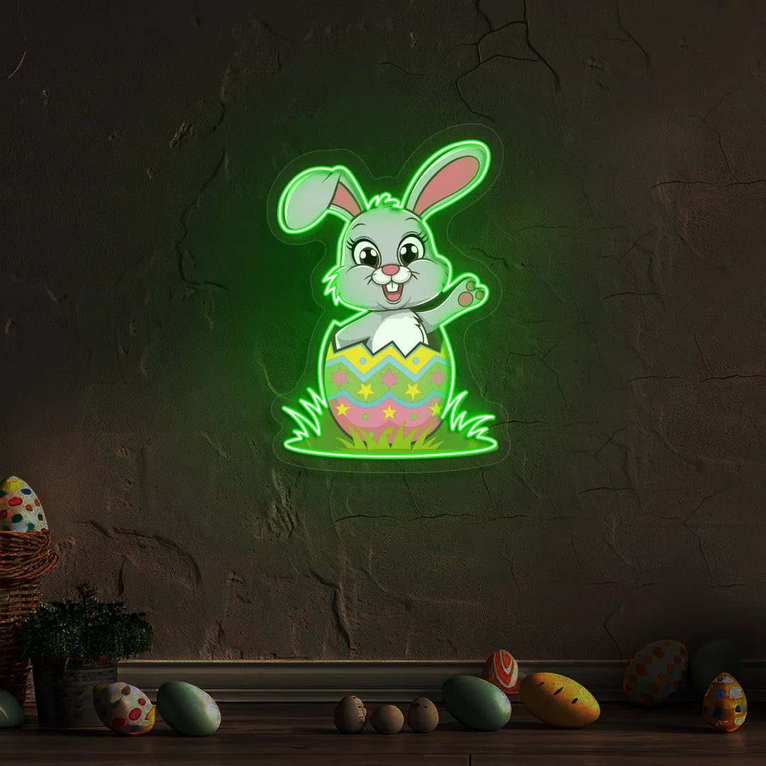 Easter Bunny in Egg Neon Artwork Sign
