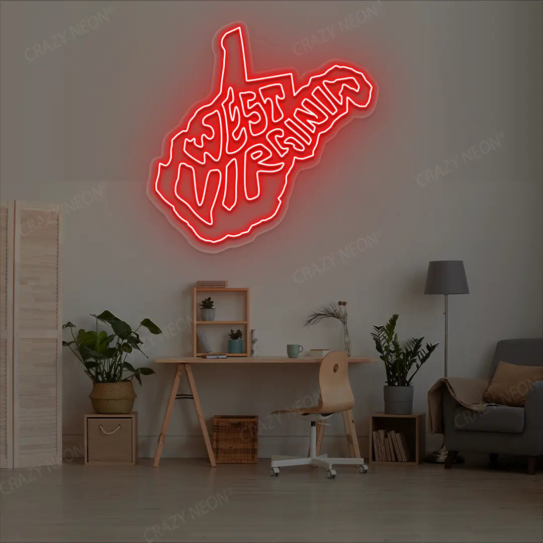 WEST VIRGINIA Map Neon Sign
