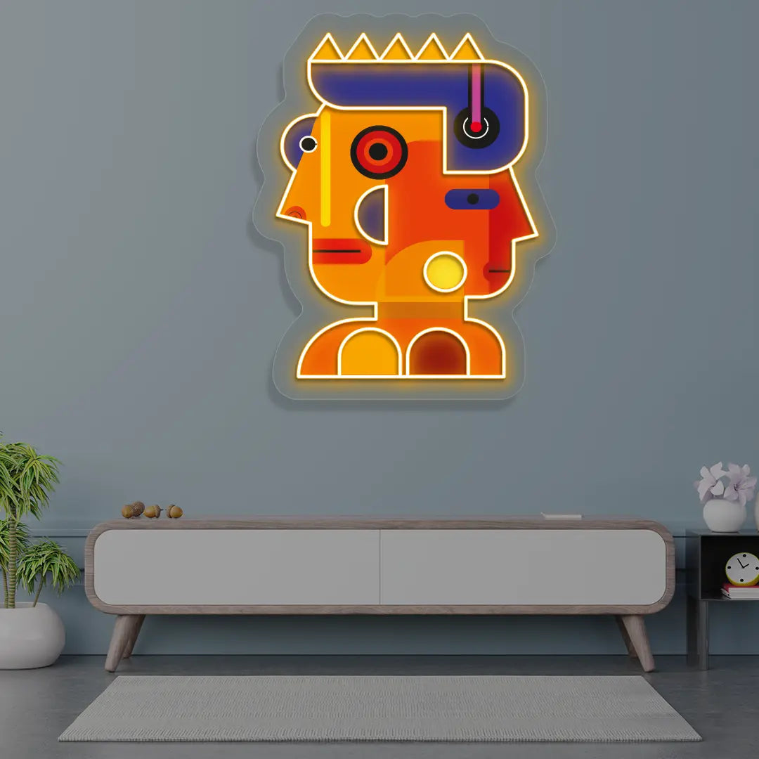 Prism Face Abstract Neon Artwork Sign