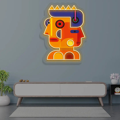 Prism Face Abstract Neon Artwork Sign