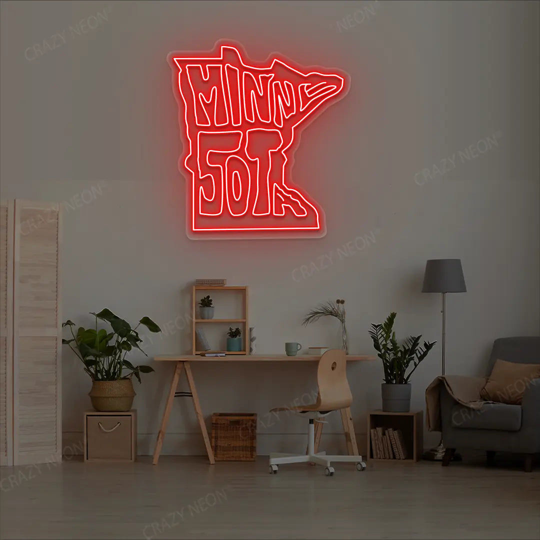 MINNESOTA Map Neon Sign