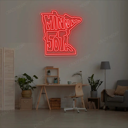 MINNESOTA Map Neon Sign