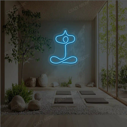 Sukhasana With Arms Raised Contour Yoga Neon Sign
