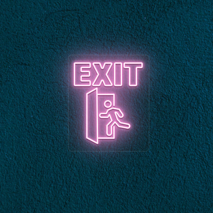 Exit Text With Door Neon Sign