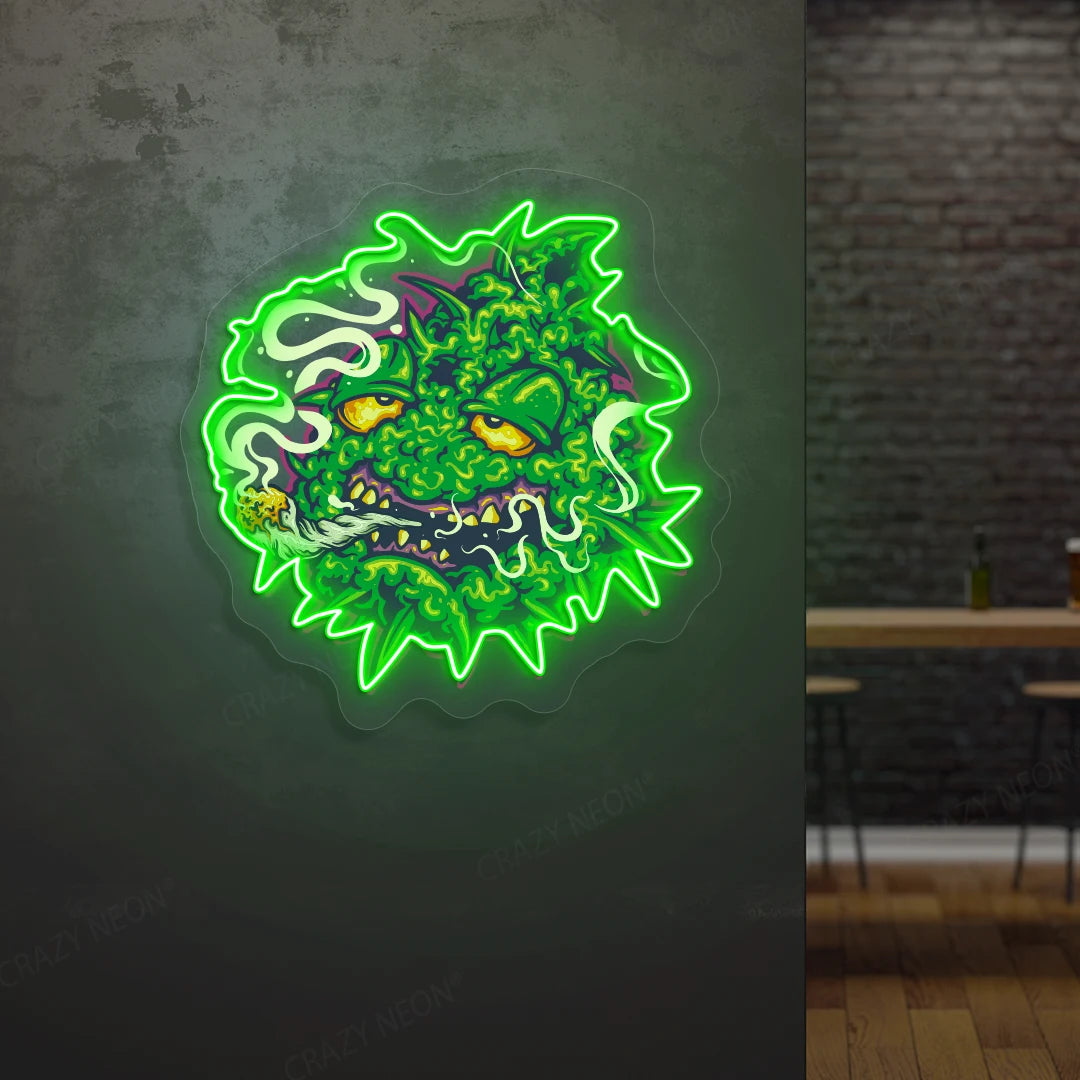 Trippy Weed Monster Neon Artwork Sign