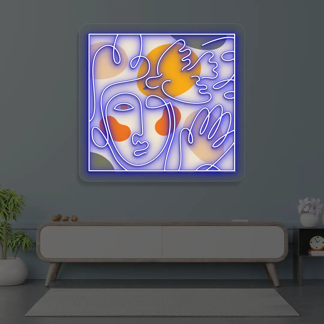 Abstract Face Neon Artwork Sign