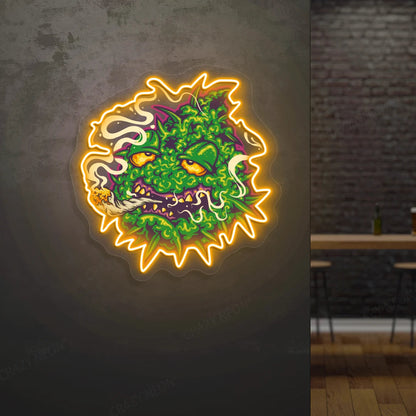 Trippy Weed Monster Neon Artwork Sign