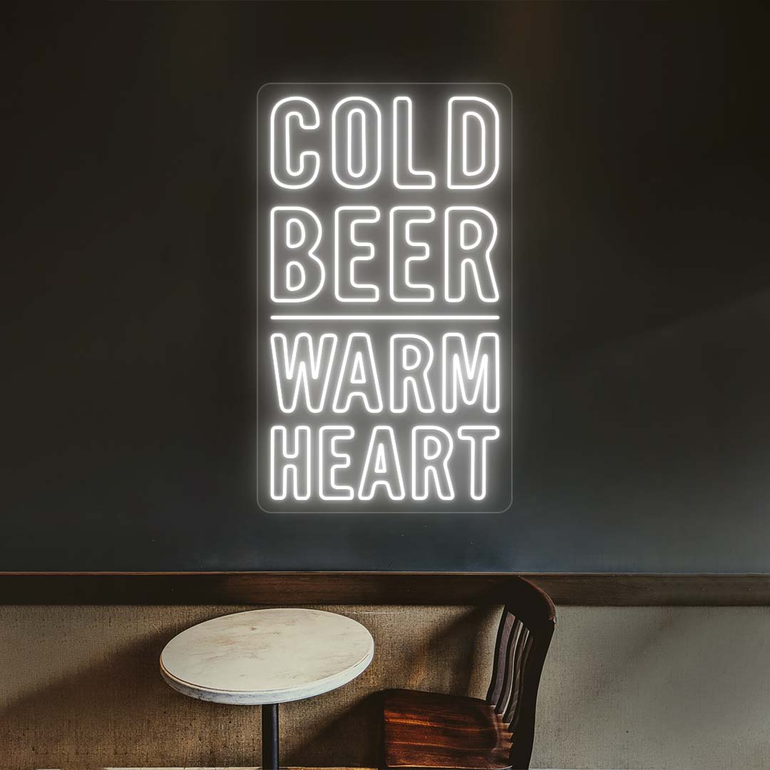 Cold Beer Warm Heart Bar Neon Sign