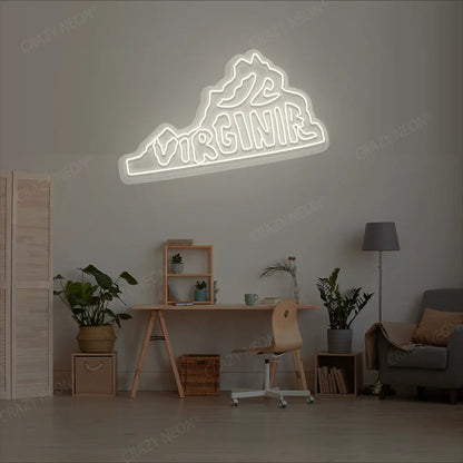 VIRGINIA Map Neon Sign
