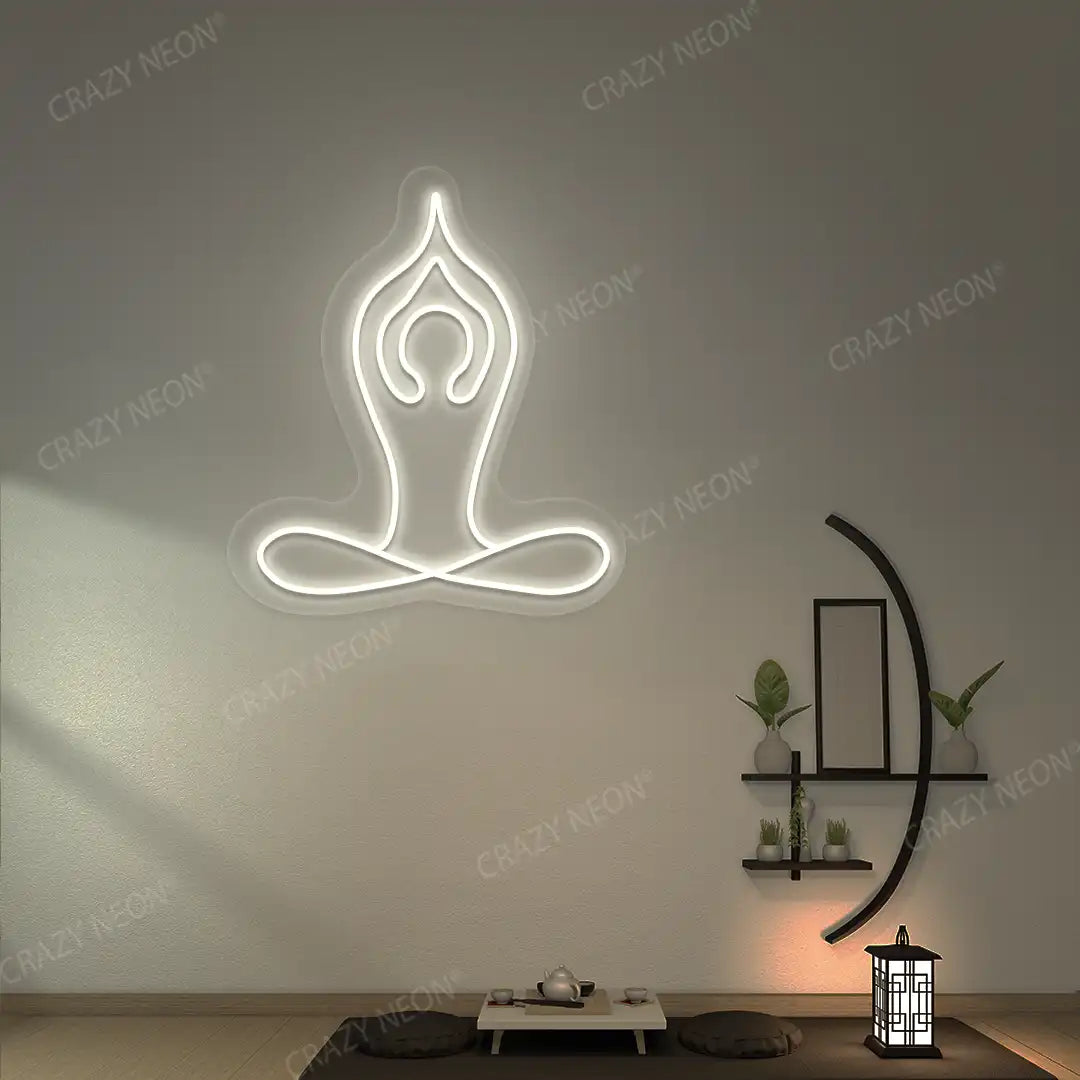 Padmasana With Raised Arms Yoga Neon Sign